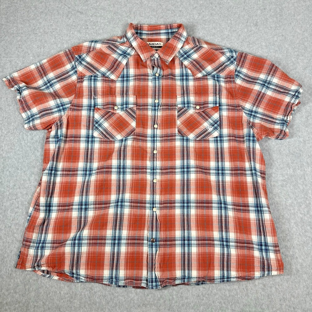 Ariat Mens Retro Fit Hawk Pearl‎ Snap SS XXL Plaid Western Cowboy Rodeo Shirt